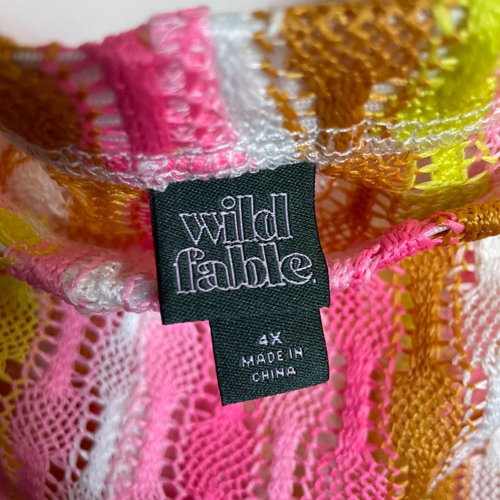 NWT Wild Fable Plus Size Crochet Knit Cover Up Pants Pink Tri Color Stripe 4X - Picture 5 of 6